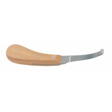 Нож для копыт, узкое левостороннее лезвие, деревянная ручка, арт.40520W (103)