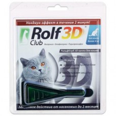 Рольф клуб капли д/кошек 3D от блох и клещей  более 4 кг.  2579 1/60 (250521)