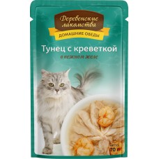 Деревенские лакомства пауч 70г д/кошек Филейный тунец в нежном желе 74500578 1/12 (383015)