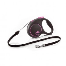 Рулетка 12кг 5м Flexi Black Design cord S pink ГЕРМАНИЯ трос (388012)