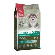 BLITZ Holistic 1,5кг д/щ PUPPY TURKEY & DUCK /беззерновой Индейка&Утка 1/6 5845 (388197)