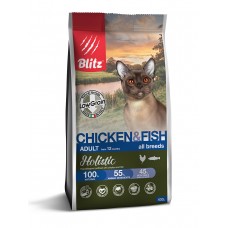BLITZ Holistic 0,4кг д/к ADULT CAT CHICKEN & FISH низкозерновой  Курица&Рыба 1/24 5920 (388230)