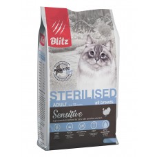 BLITZ Sensitive 2 кг STERILISED CATS TURKEY/для стерил. Индейка 1/6   0542 (388246)