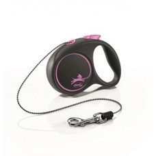 Рулетка 8кг 3м Flexi Black Design cord  pink ГЕРМАНИЯ трос (388695)