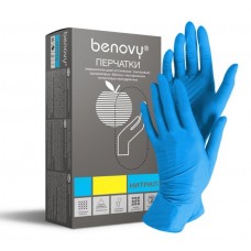 Перчатки L 4гр NITRILE для обслед. Benovy  голубые,   уп/100 пар (389482)