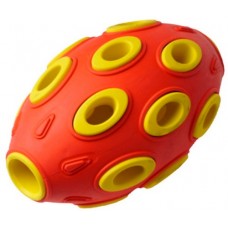 Игрушка д/собак HOMEPET SILVER SERIES 7,6 см х 12 см мяч регби красно-желтый каучук 8948 (391456)