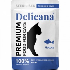 Delicana 85гр пауч.лосось в соусе для стерилиз.кошек 1*25  3419 (393930)