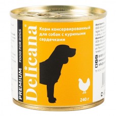 Delicana 240гр конс. куриные сердечки для собак 1*12    3761 (393944)