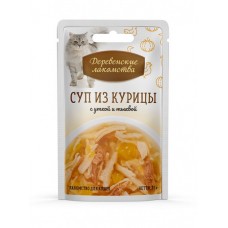 Деревенские лакомства 35.0 д/кошек «Суп из курицы с уткой и тыквой», пауч  1/60 (395452)