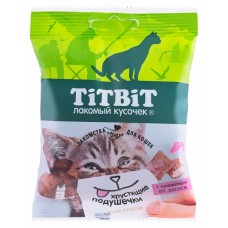 TITBIT Хрустящие подушечки для кошек с паштетом из лосося 30 г 013892 (395539)