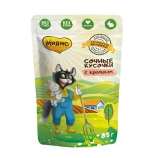 Влажный корм Мнямс сочные кусочки для кошек с кроликом «Фермерская ярмарка» линия Кот Федор 85г (320 (395685)