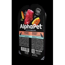 AlphaPet Superpremium 100 гр.д/собак с чувствит пищеварением с телятиной и тыквой в соусе 1/15 1904 (395855)