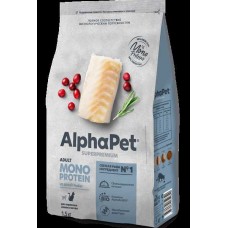 AlphaPet Superpremium MONOPROTEIN 3 кг д/кошек взрослых из белой рыбы 2857 (395905)