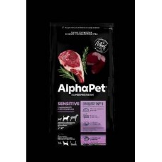 AlphaPet Superpremium 12 кг д/собак взрослых средних пород с чувствительным пищеварением с бараниной и потрошками 2338 (396151)