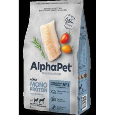 AlphaPet Superpremium MONOPROTEIN 12 кг д/собак взрослых средних и крупных пород из белой рыбы 2901  1/1 (396167)