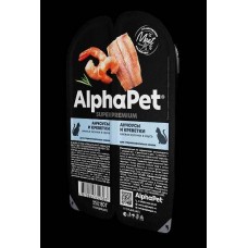 AlphaPet Superpremium 80 гр. д/кошек взрослых стерилизованных с анчоусы и креветки мясные кусочки 2383  1/15 (396427)