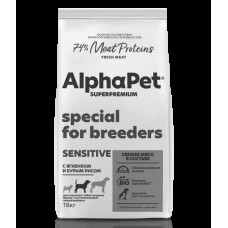 AlphaPet Superpremium 18 кг д/собак взрослых средних пород с чувств. пищ с ягненком и бурым рисом 1/1 1614  BREEDER (396976)