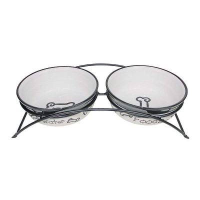 Миски керам. на подставке 0,58л*2 Косточки 5831