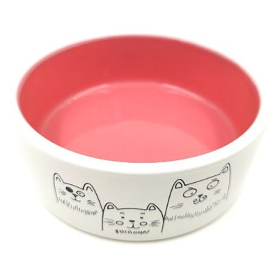 Миска керам. 0,37л д/кош Котики персиковая (1/48) 2149