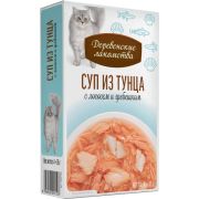 Деревенские лакомства конс. д/кош «Суп из тунца с лососем и гребешком», пауч 35г *4шт