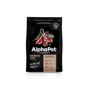 AlphaPet Superpremium 7 кг д/собак взрослых мелких пород с чувствит. пищ. ягненком и рисом 2314  1/1