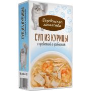 Деревенские лакомства конс.д/кош «Суп из курицы с креветкой и гребешком»,пауч 35г*4шт