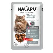 НАЛАПУ Корм влажный (паучи) 77 г The Best Appetite для взрослых кошек с плохим аппетитом, сочные кусочки с мясом телятины и куриными сердечками   0777 1/24