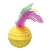 Игрушка для кошек МЯЧИК ЗЕФИРНЫЙ С ПЕРОМ 4см уп.35шт Rich Breed ИК-144