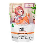 ZILLII Cat 85г Skin & Coat Care HEALTHY CARE влажные(пауч) д/кошек. Поддержка здоровья кожи и шерсти Лосось в соусе 5681   1/24шт
