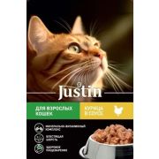 Корм консервированный Justin 75 гр.д/кош курица в соусе 1/28   003