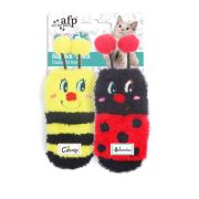 Игрушка д/кошек Носочки Пчёлки c кош.мятой и актинидией 2шт All For PawsSock 15,5*6*1,5см