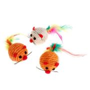 Игрушка д/кошек Колобок плетенка перо, 4 см  06