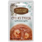 Деревенские лакомства 35.0 д/кошек «Суп из тунца с креветками и крабом», пауч  1/60