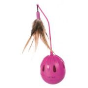 Игрушка д/кошек Pop-Up-Egg с перьями и музыкой, пластик d7*24см, цвет фуксия ТРИКСИ,,