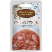Деревенские лакомства 35.0 д/кошек «Суп из тунца с кальмаром и макрелью», пауч  1/60