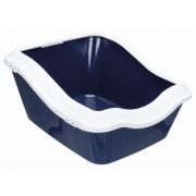 Туалет д/кошек 45*21(29)*54cм Cleany Cat с бортиком  тёмно-синий/белый ТРИКСИ