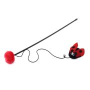 Игрушка д/кошек Дразнилка NUNBELL Божья коровка 7см на палочке l=50см с колокольчиком и мячиком арт.10922-8767  1/12
