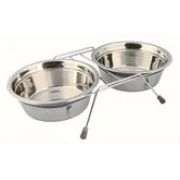 Подставка с мисками 1,5л*2 с шумовыми заглушками,  ø 21 см / 44 × 10 × 23 см, серый