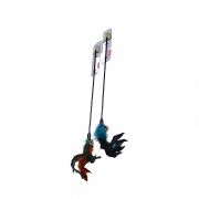 Игрушка д/кошек Дразнилка NUNBELL Перья на палочке l=63.5см с колокольчиком 0116  1/12