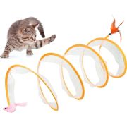 Игрушка д/кошек WOGY Тоннель-пружинка 52х22х22см с мышкой и пером арт.10123-1967