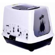 Туалет д/кошек 39х50х39см закрытый Trendy Cat Силуэт Классическая Кошка,цвет тёмно-синий, С185-5055.  39х50х39см