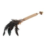 Игрушка д/кошек WOGY Палочка Мататаби 16см с перьями 17см, джутовой нитью, колокольчиком и сушеными плодами мататаби арт.2024-2176