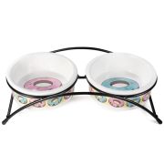 Подставка с керамическими мисками 0,25л «Пончики», 2*0,25л, Triol