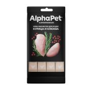 Крем-лакомство для кошек AlphaPet Superpremium  с курицей и клюквой. 48 г (4шт*12гр)  4608