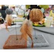 Игрушка-дразнилка WOGY д/кошек Перо l=13см/Мячик меховой d=5см съемные, подставка-когтеточка 15х15см, h=28см арт.2025-2201 Код275752