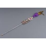 Игрушка-дразнилка WOGY д/кошек Хвостик с перьями l=22см на палочке с декором, l=70см, микс арт.2025-0140 Код275296