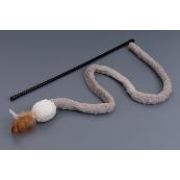 Игрушка-дразнилка WOGY д/кошек Хвост l=100см с шариком меховым d=5.5см и перьями, на палочке l=45см, микс арт.2024-7826 Код275251