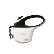 Поводок-рулетка Flexi One For All tape 5m 30 kg white/black