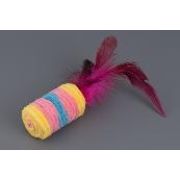 Игрушка-погремушка WOGY д/кошек Бочонок 22/7х4см с перьями, микс арт.2024-8748 Код275167