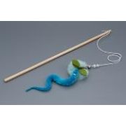 Игрушка-дразнилка WOGY д/кошек Шарик d=5см меховой с бусинками, колокол. и червячком l=20см на дерев. палочке l=40см, микс арт.10123-0896 Код272319